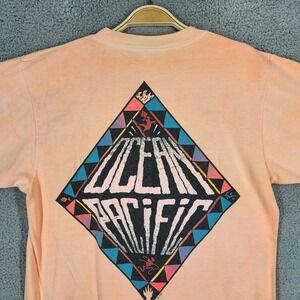 Ocean Pacific Vintage Graphic Tee 1990s Medium Made in USA Short Sleeve Orange‎